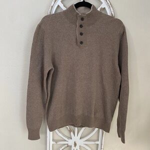 MAKER & COMPANY mens large ELBOW PATCHES MERINO WOOL BLEND HENLEY SWEATER